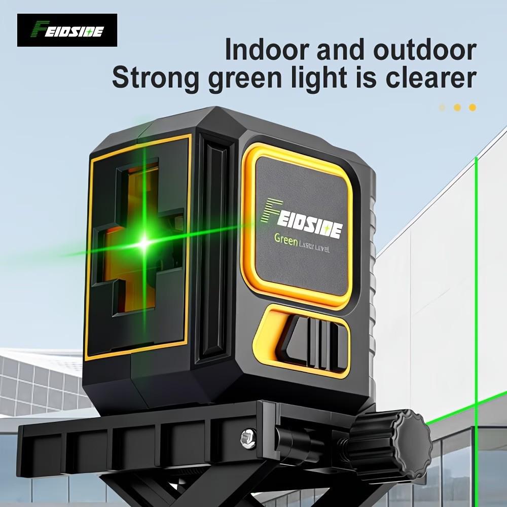 Compact Green Laser Level - 2-Line Auto-Leveling, Portable Fine Line Projector