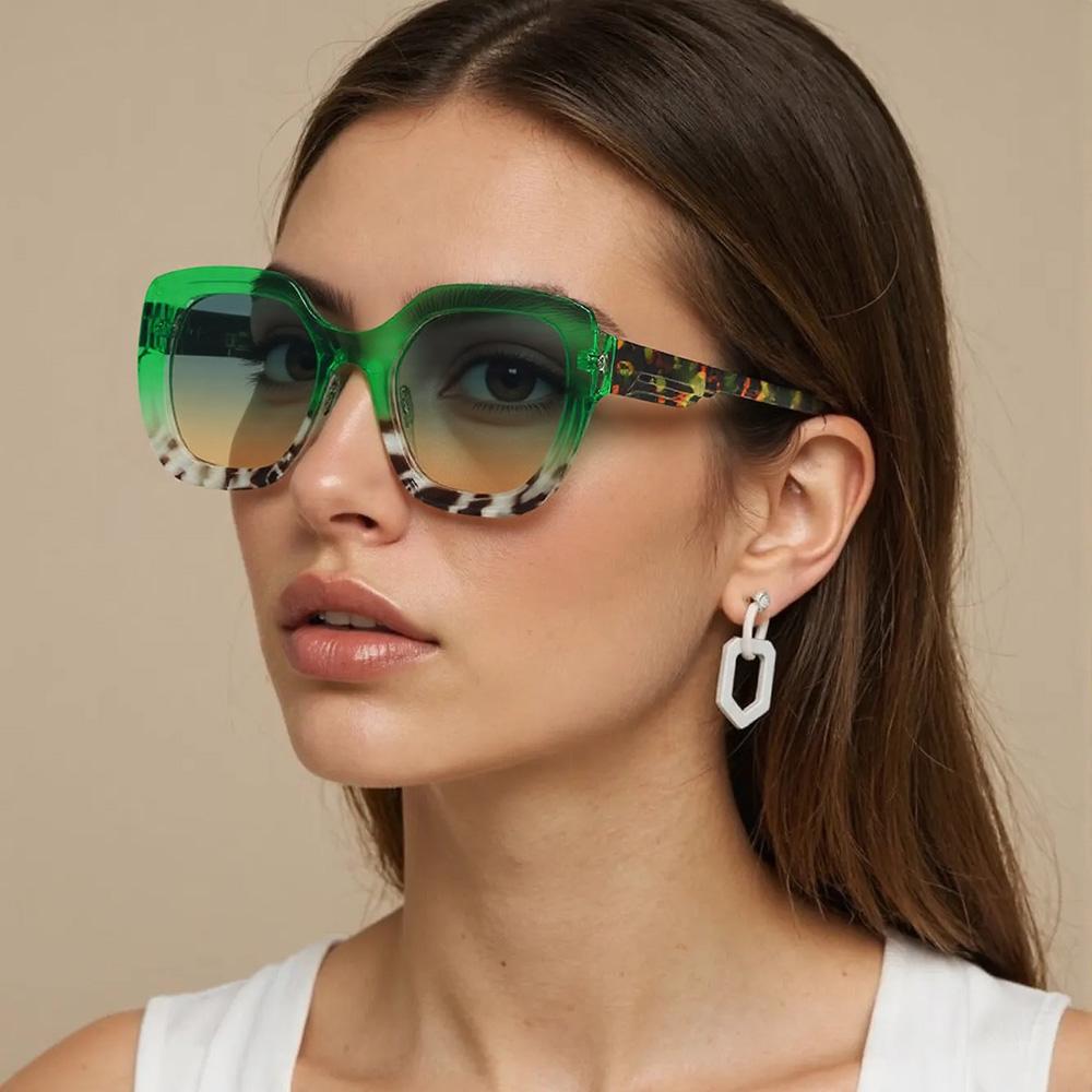 Attractive Glasses Women's Green 2025 Vintage Modern Sunglasses For Minimalist Commuting Sunglasses, Trendy And Versatile Sunglasses