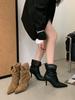 2025 Herbst und Winter neue Mode vielseitige Retro Stiefeletten koreanische Version Stiletto Schaft Stiefeletten plissierte Martin Stiefel