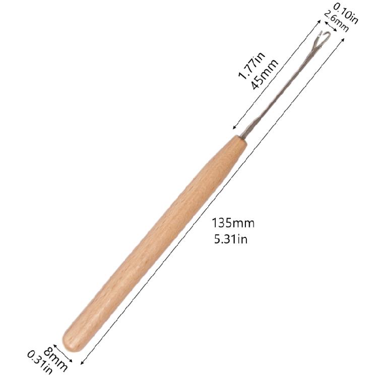 Ago da uncinetto 2,6 mm con punta metallica a linguetta e manico in legno per nascondere secrezioni sovrapposte segrete