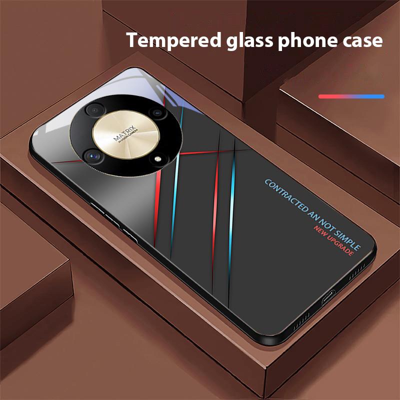 Gradient Crack Red For Honor Magic 6 50 70 90 Lite X7b 200 Pro Nova 10 Nova 5T X6 P30 Pura 70 Ultra Tempered Glass Phone Case