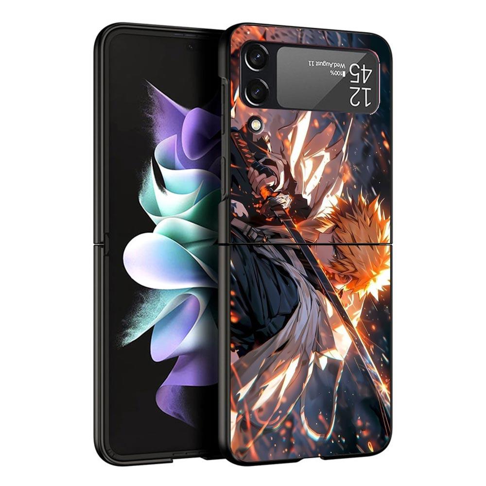 Kurosaki Ichigo Bleach Black Phone Case For Samsung ZFlip7 ZFlip6 ZFlip5 ZFlip4 ZFlip3 5G Hard Protective Galaxy Z Flip 3 4 5 6