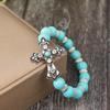 Turquoise Beaded Cross Bracelet: Retro Western Cowboy Style for Women