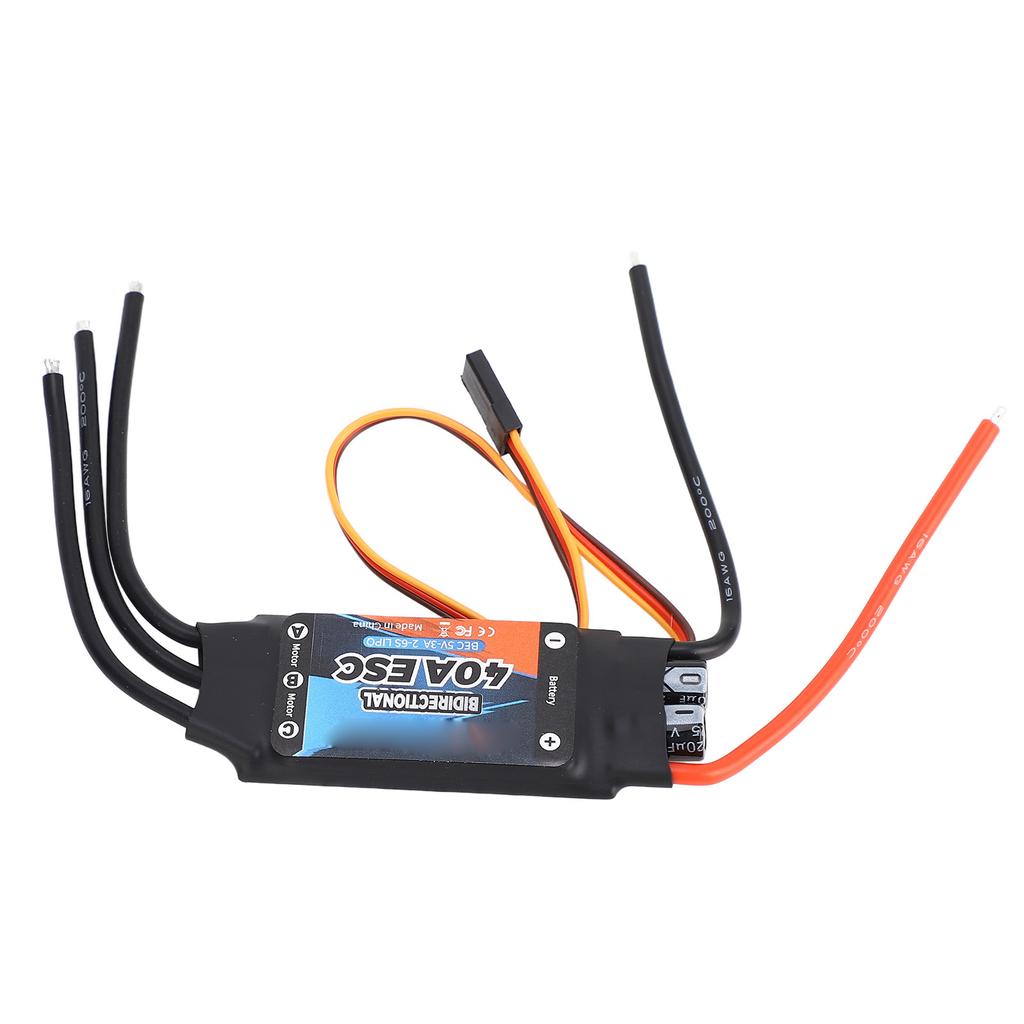 GTSKYTENRC Bidirectional 40A Brushless ESC 5V 3A BEC Brushless Motor 2‑6S Electric Speed Controller for RC Car Boat