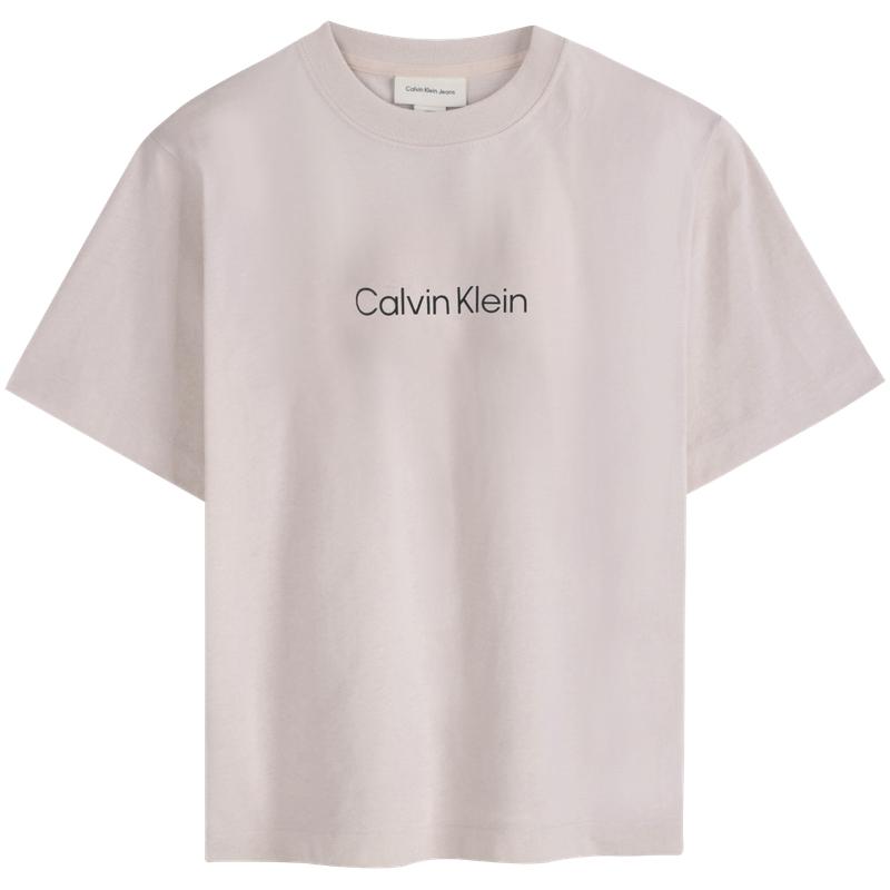 

Calvin Klein Classic Minimalist Letter Print Casual Cotton Round Neck Short Sleeve T-Shirt Women Tops Smoke-Pink 40WH113-MTR S