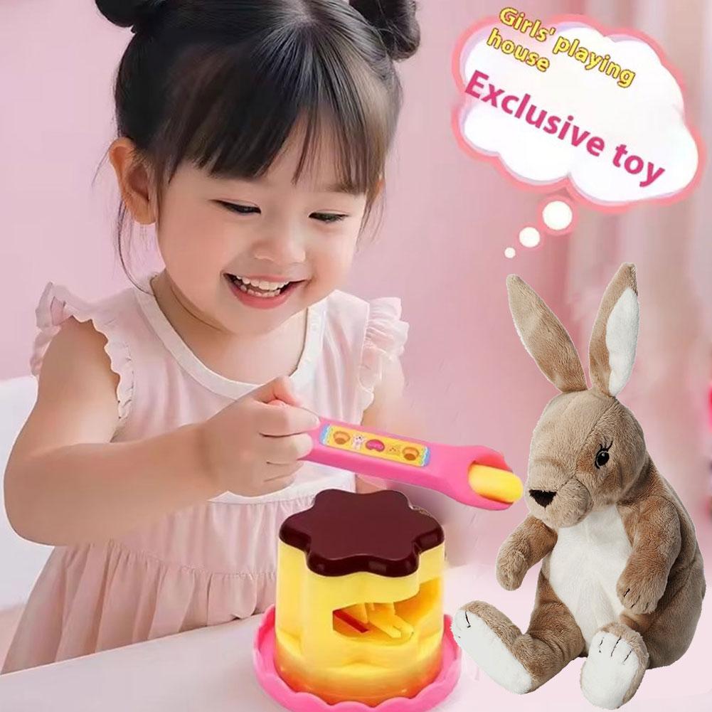 Pretend Play Pudding Feeding Toy Set with Magic Spoon Simulation Food Kitchen Toys for Kids Interactive Role Play Gift for Girls