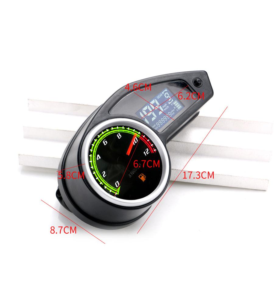 Motorcycle Waterproof LCD Digital Speedometer Tachometer Odometer Fuel Gauge New