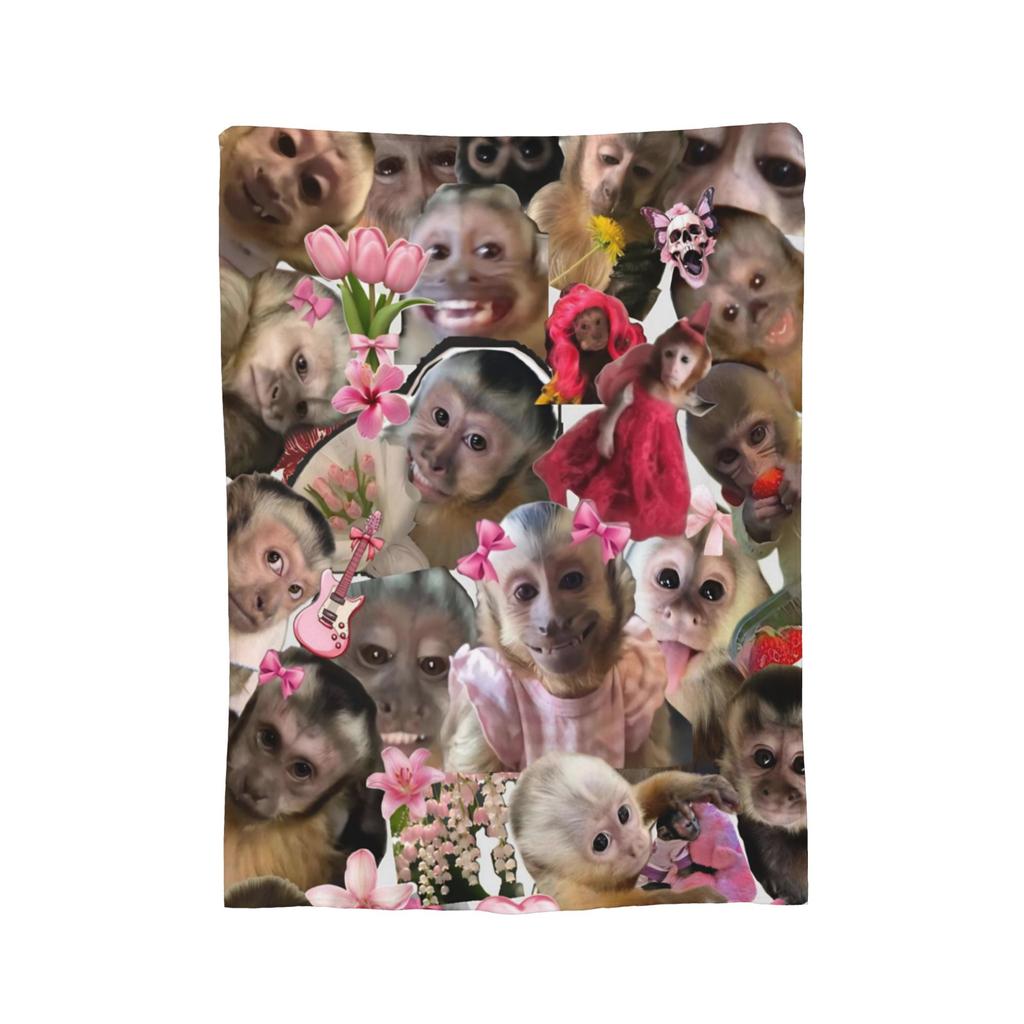 Funny Monkey Cartoon Blanket Multi-size Soft and Lightweight Throw Blankets for Couch Sofa and Bed