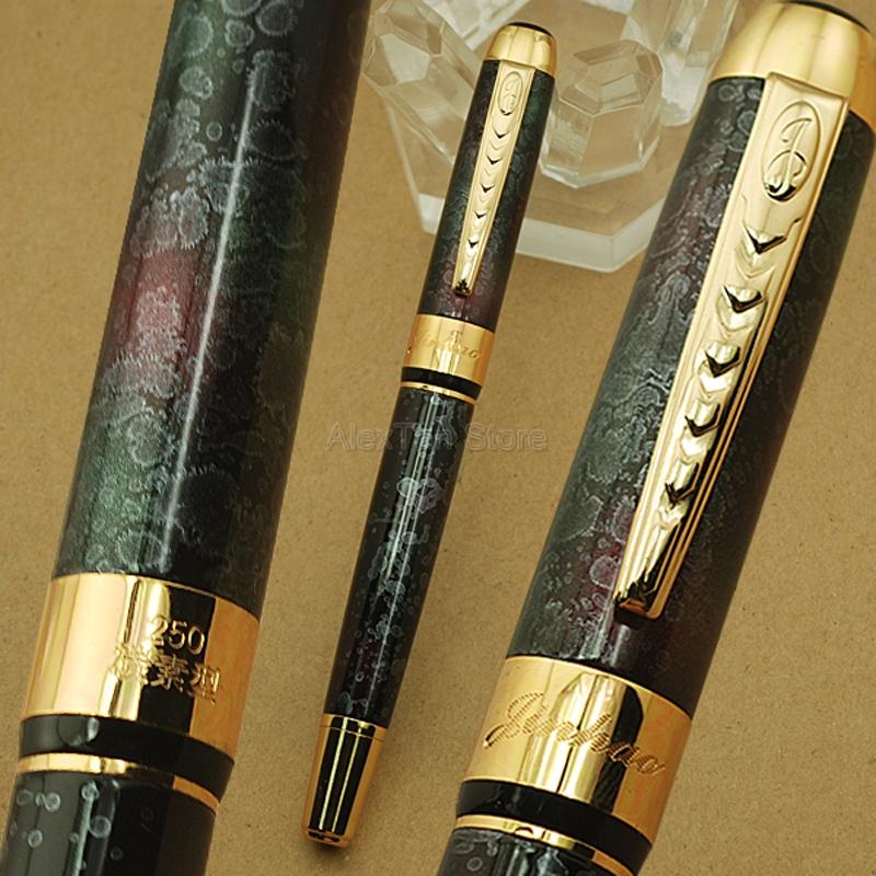 Penna a Rullo Jinhao 250 Metallo Argento & Dettagli Oro Multicolore Gadget per Scrivere Cancelleria Scuola Ufficio