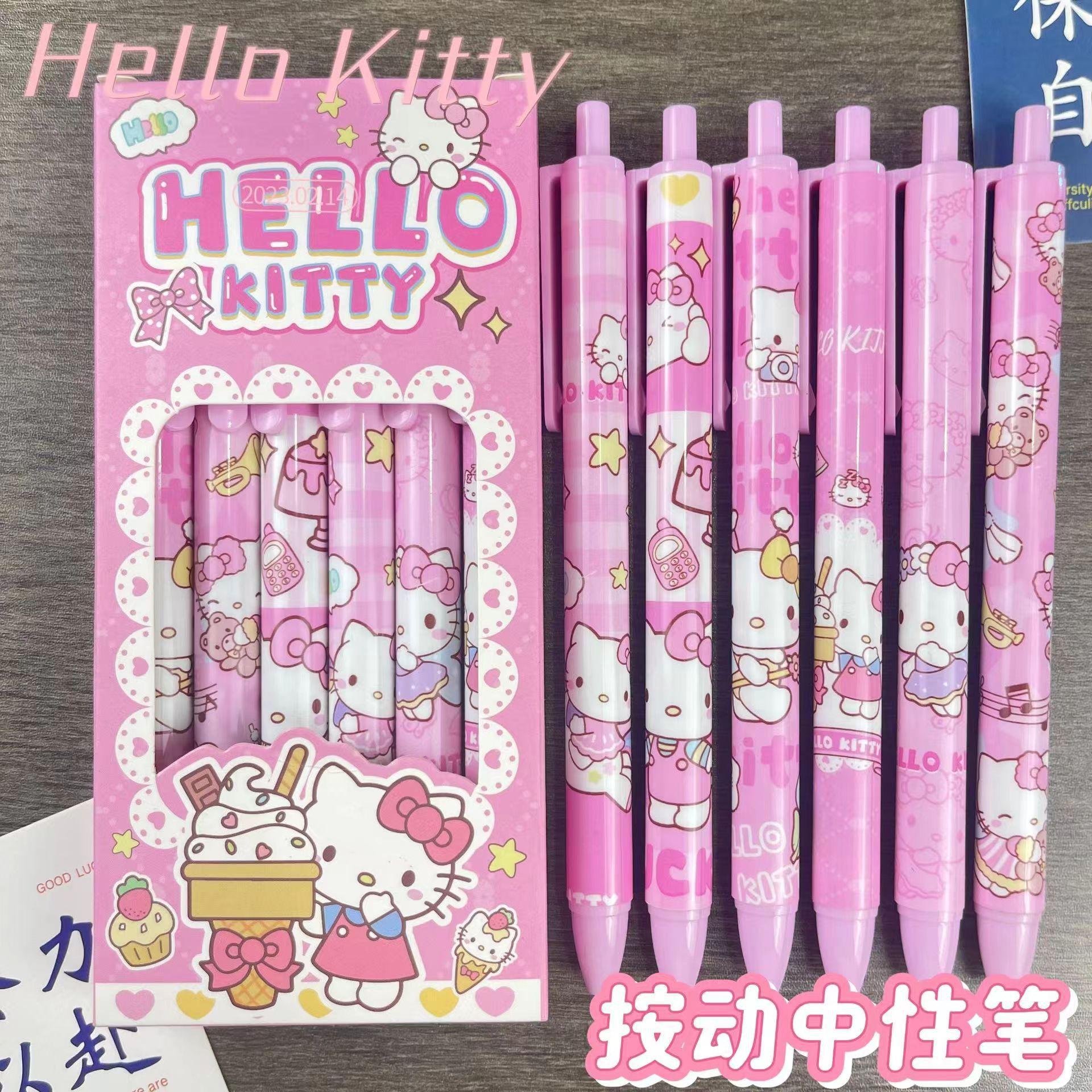 

6 Pcs/Set Hello Kitty Limited Edition Tall Superior Quality Gel Pen Cartoon Series Black 0.5mm Student/Office Stationery Ideal Gifts