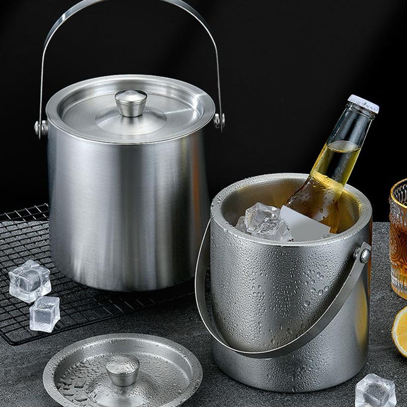 1.6/2/3/4L Stainless Steel Ice Bucket Insulated Ice Bucket With Lid Bar Party Whiskey Beverage Tools Beer Wine Bottle Container