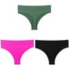 Women Solid 3PCS/Set Panties Sexy Middle Waist G-String Thong Femal Soft Nylon Lingerie Stretch T-Back Thong Underwear
