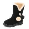 Children Kids Baby Girls Winter Warm Solid Hairball Snow Short Boots Casaul Shoes