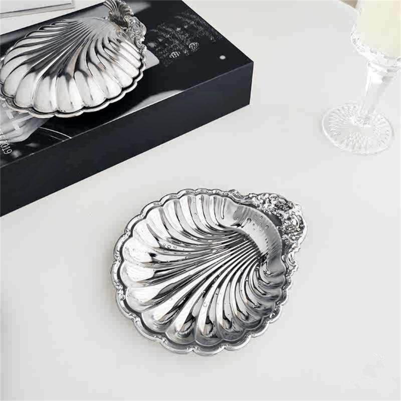 Stainless Steel Shell Shape Salad Bowl Multipurpose Serving Dish Decorative Nut Storage Tray for Dining Table Decoration