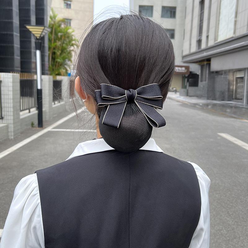 Head Flower Female Vocational Nurse Hairnet Bank Flight Attendant Special Disc Hair Net Pocket Bow Hairpin Tooling Headdress