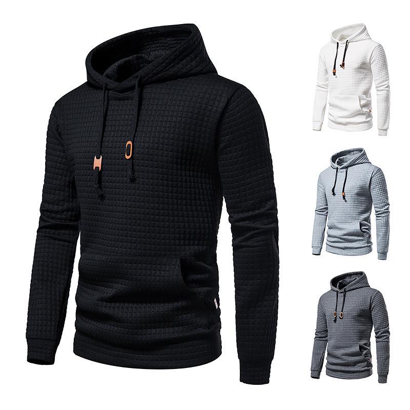 Autumn Winter Men's Jacquard Hoodie: European & American Style, Long Sleeve, Warm Color Sweatshirt