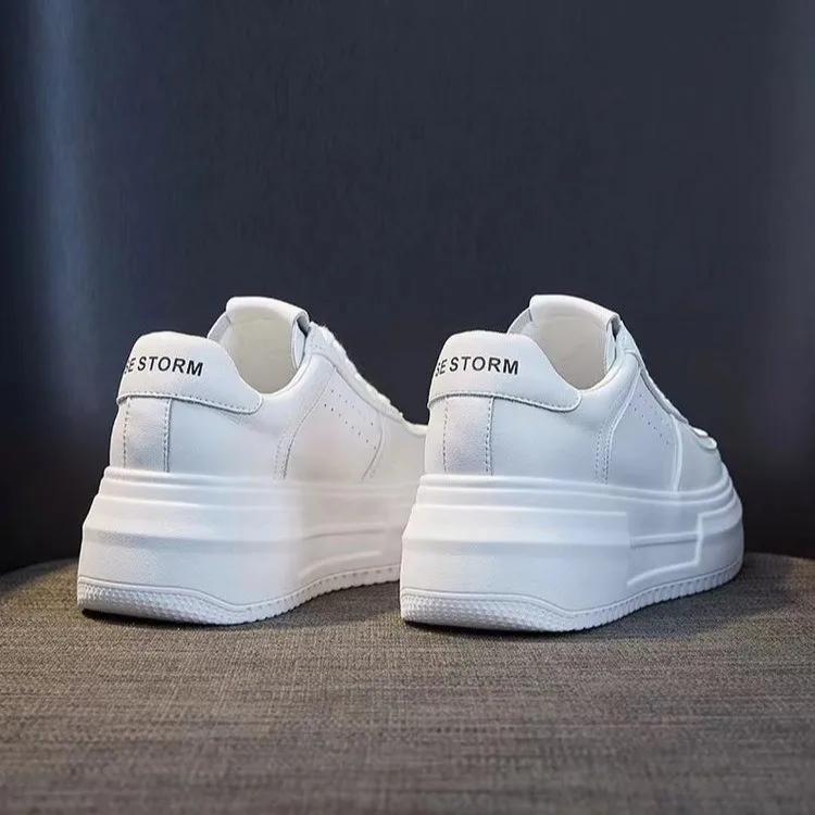 Fashion Luxury genuine leather women's shoes new thick-soled sports shoes for women summer mesh lace-up women's flat white shoes