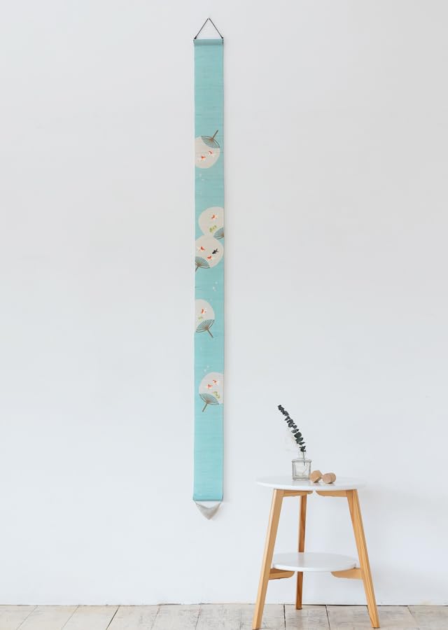 Kyoto Rakushian Noren Narrow Tapestry on a Linen Tapestry Narrow Tapestry Hanging Scroll Interior Japanese Modern Japanese Style Ts-858 "Goldfish Fan"