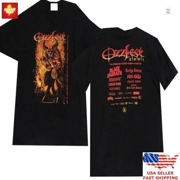 Vintage Rare Ozzfest 2001  Ozzy Osbourne Metal Festival Rock Band Tee Unisex T-Shirt XL