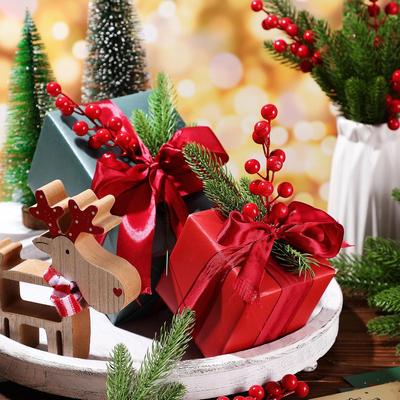 6/12Pcs Christmas Decoration Artificial Pine Needle Berry for Home Decor Xmas Tree 2025 New Year Navidad Ornament Party Supplies