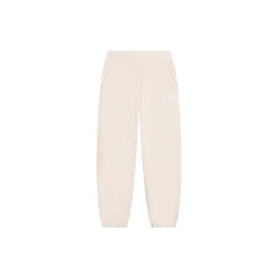 Li Ning Sports Trend Series Solid Color Logo Print Jogger Pants Women Bottoms White AKLSB38-3
