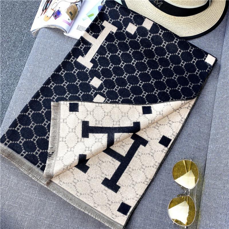Autumn and winter new blue imitation cashmere scarf women, winter letter women's shawl thick warm one