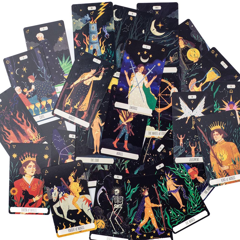 Zodiac Tarot 78-Card Deck Divinatory Path Under the Stars Engaging Board Playing Game for Family Gathering