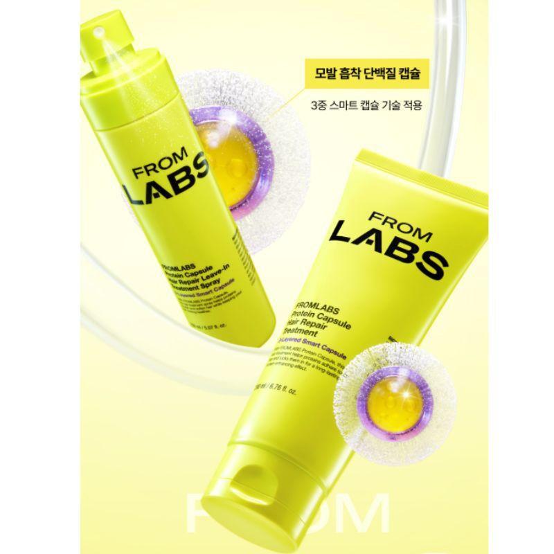 FROM LABS Trattamento a Doppio Assorbimento 200ml + Spray Trattamento Senza Risciacquo 150ml Set Cura Riparatrice Idratante per Capelli