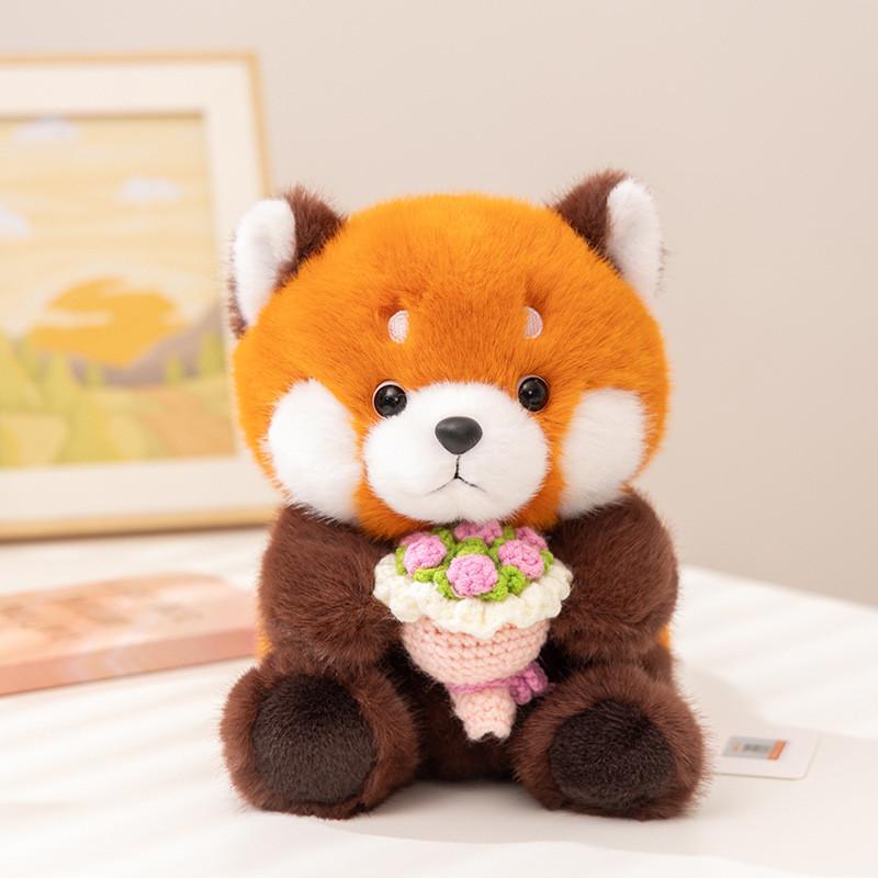 Sehr wertvolles Waschbär und Murmeltier Plüschtier mit umarmendem Blumen-Design für Kinder Geschenk-Sammlung