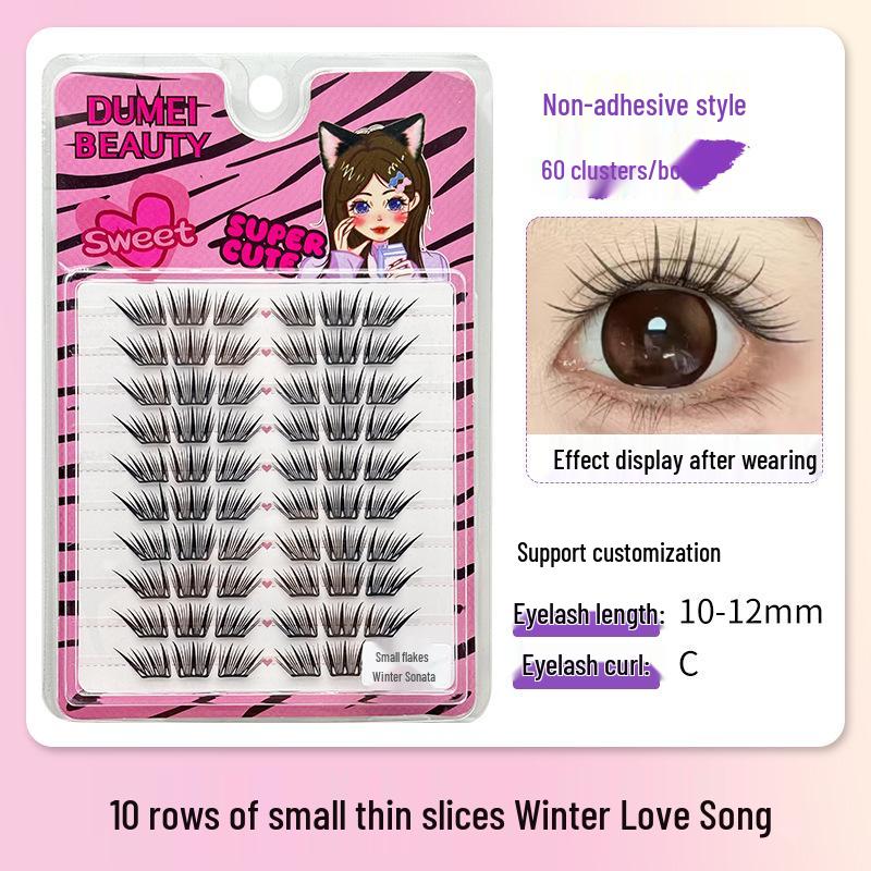 10-Row Autumn Leaf & Sunflower Faux Eyelashes - Flat, Glue-Free