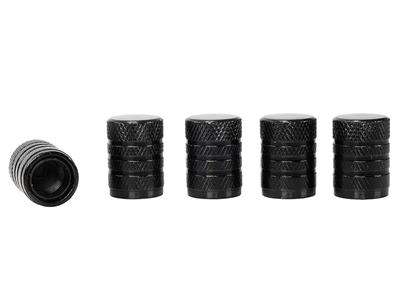 Valve Caps, Aluminum with Threaded Plastic Insert, 5 Pcs., Black
