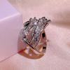New Creative Diamond-studded Rice Ear Flower Rattan Ring Ladies White Zircon Ring Party Birthday Jewelry Gift