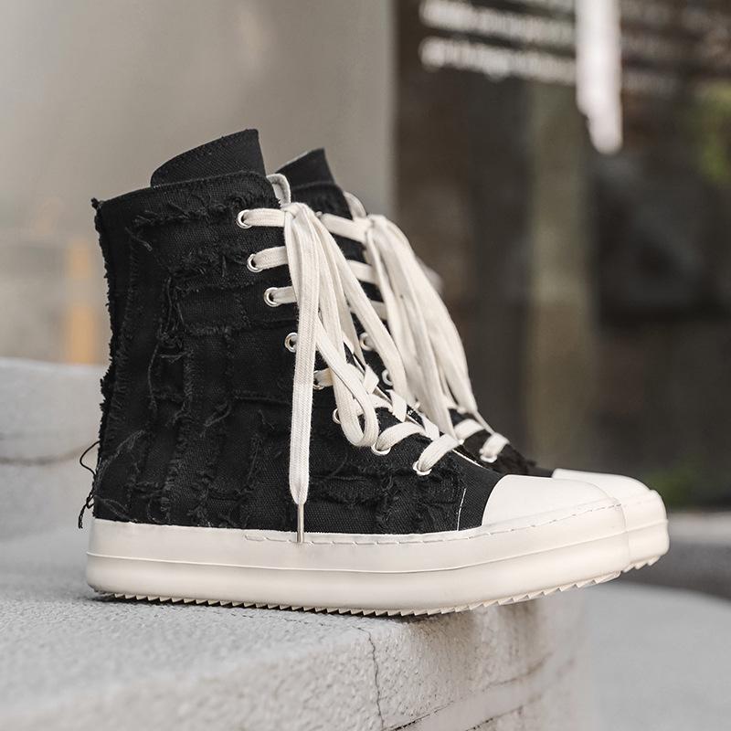 Nischen-High-Top-Canvas-Vulkanisierte Herrenschuhe mit Seitenreißverschluss - Trendiges und vielseitiges Freizeit-Schuhwerk 2025