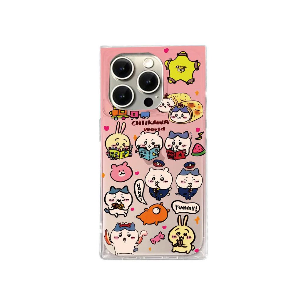 Clear Square Back Tube Case Protection For iPhone 15 Plus 14 Pro Max 12 11 13 16 ProMax Anti-Oxygen,Cartoon Animals Pattern Casing