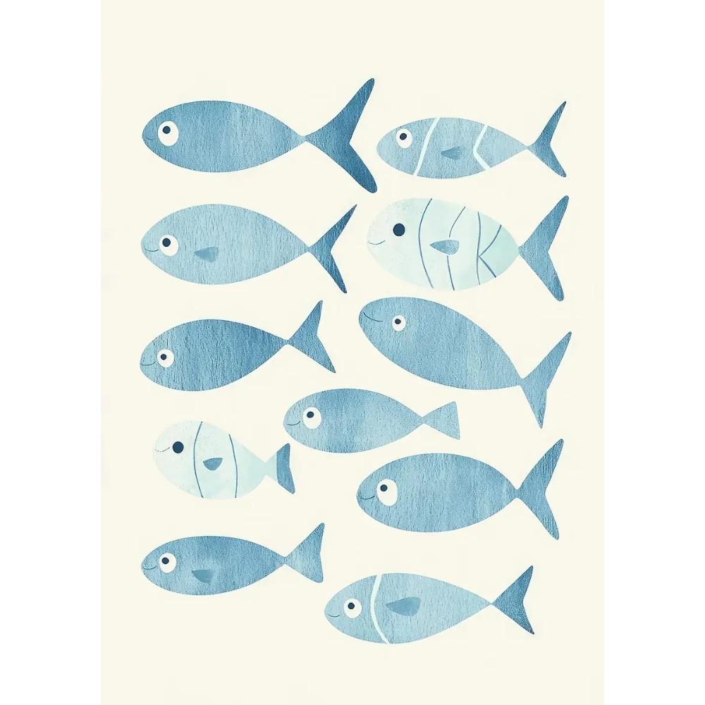 Cute Ocean Animals Watercolor Poster Minimalism Beach Octopus Whale Prints Canvas Painting Wall Art Picture Home Kids Room Decor