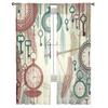 Vintage Pocket Watches Feathers Sheer Curtains for Living Room Transparent Tulle Window Curtain Bedroom Kitchen Veil Drapes