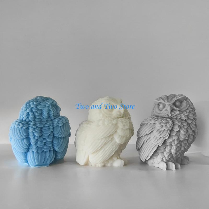 HX6F Mold 3D Owl Plaster Epoxy Mold for DIY Crafts Handmade Soap CN