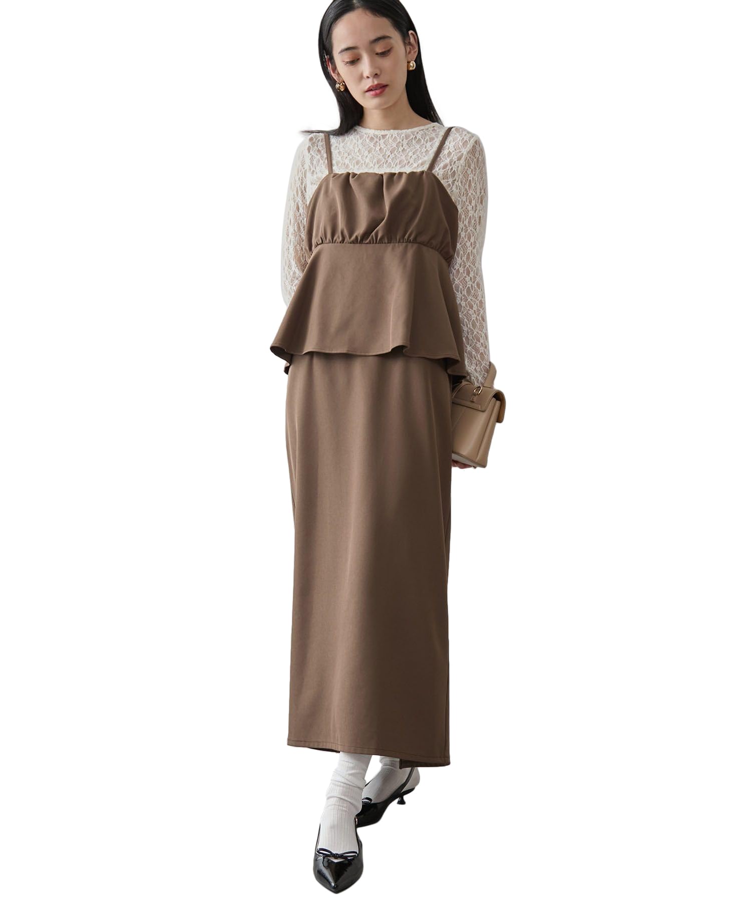 

Топ-камезоль с баской и сборками Bis Tuck Темно-коричневый Женское платье, BVE35010, (Размер 20)