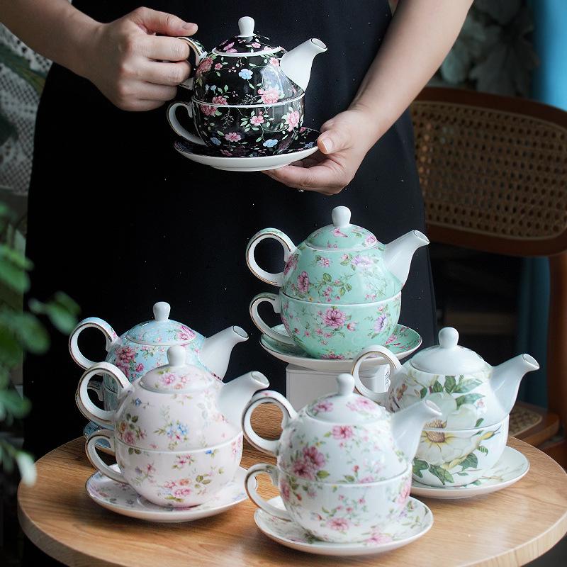 Mother-Child Ceramic Tea Set: Upgraded Pot & Cup with Floral Design