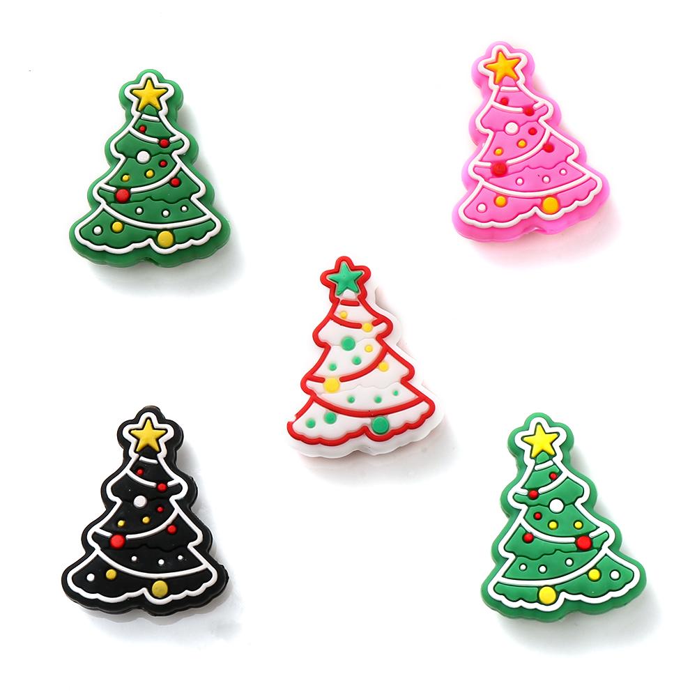 10pcs Cartoon Christmas Tree Silicone Teether Toy For Jewelry Making DIY Pacifier chain Clips Teether Beads Christmas Gifts