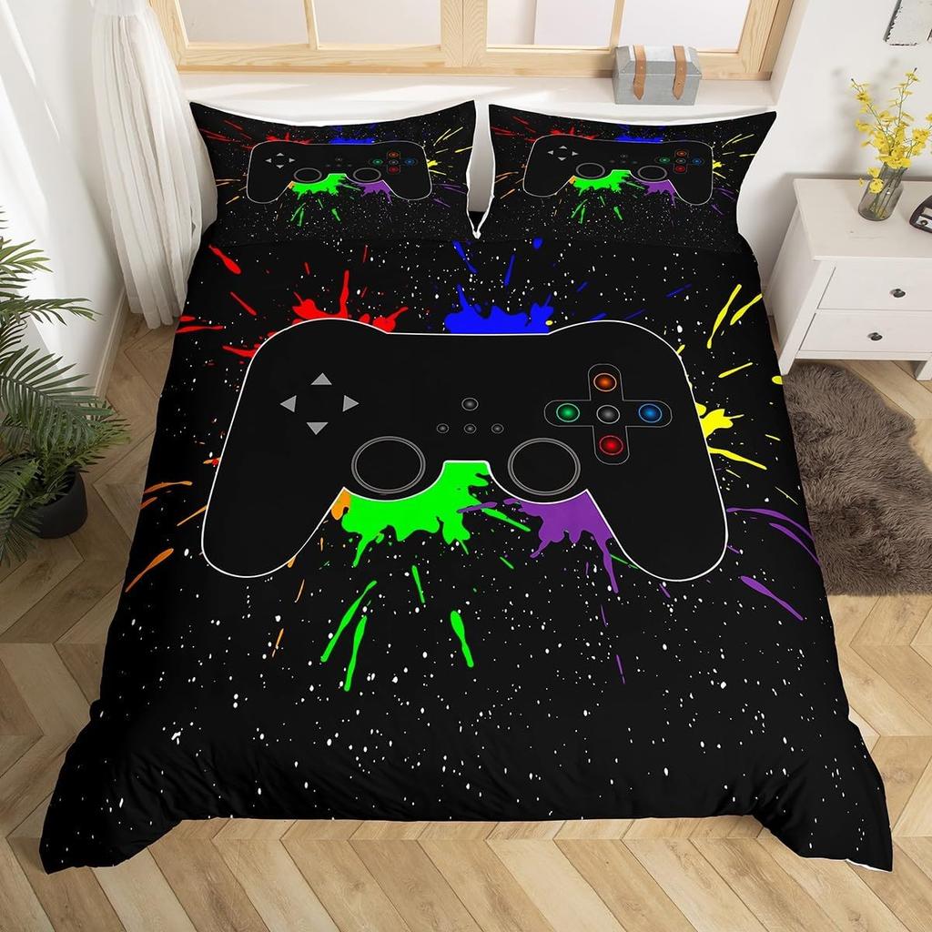 Gamepad Duvet Cover Gamer Bedding Set Twin Full For Teens Boys Playroom Decor Microfiber Video Games Controller Comforter Cover