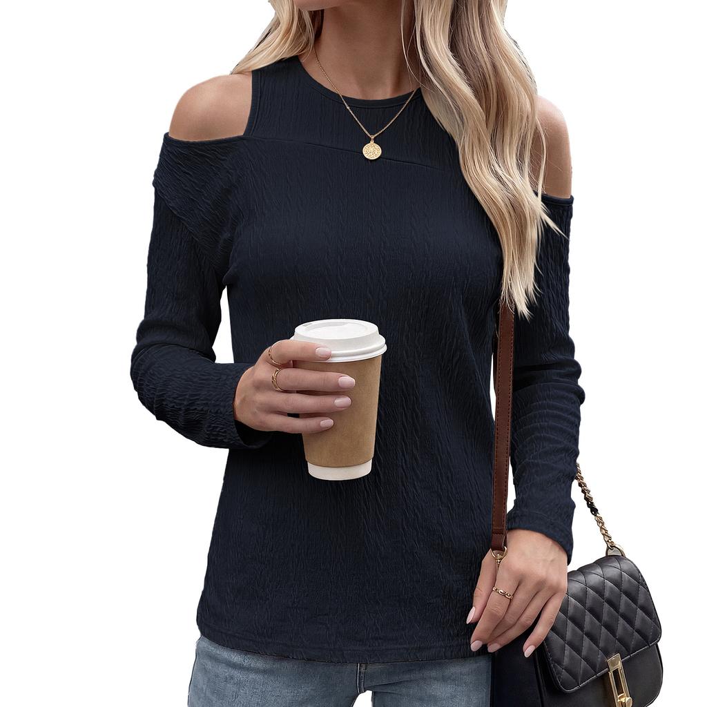 Fall/Winter New Style Round-neck Sleeveless Loose Long-Sleeved T-shirt Casual Top for Women