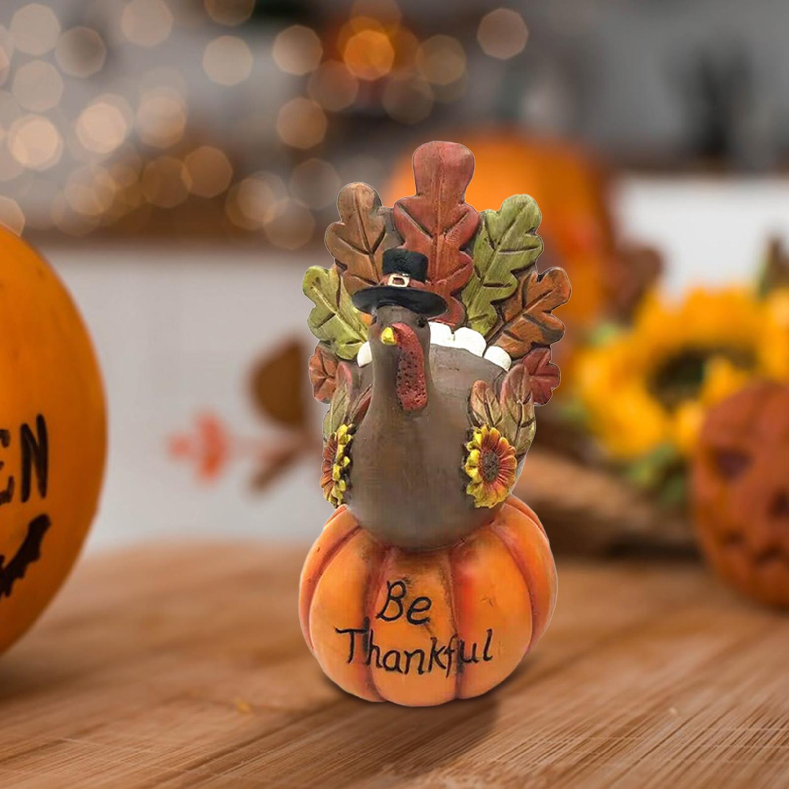 Thanksgiving Pumpkin Turkey Table Decoration Resin Figurine Cute Centerpiece