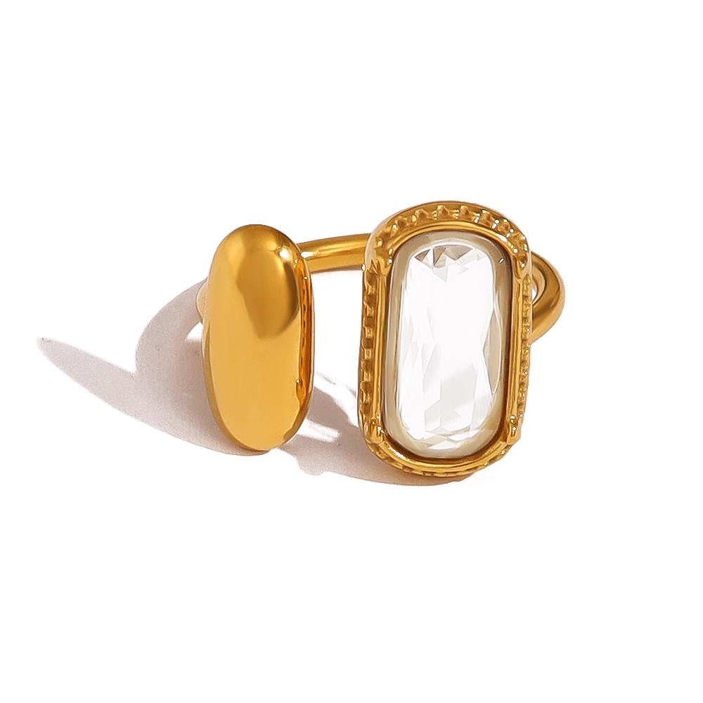 Anelli in Acciaio Inossidabile con Zirconi Colorati per Donna Fascino Elegante Vintage Placcati Oro 18K Gioielli di Tendenza
