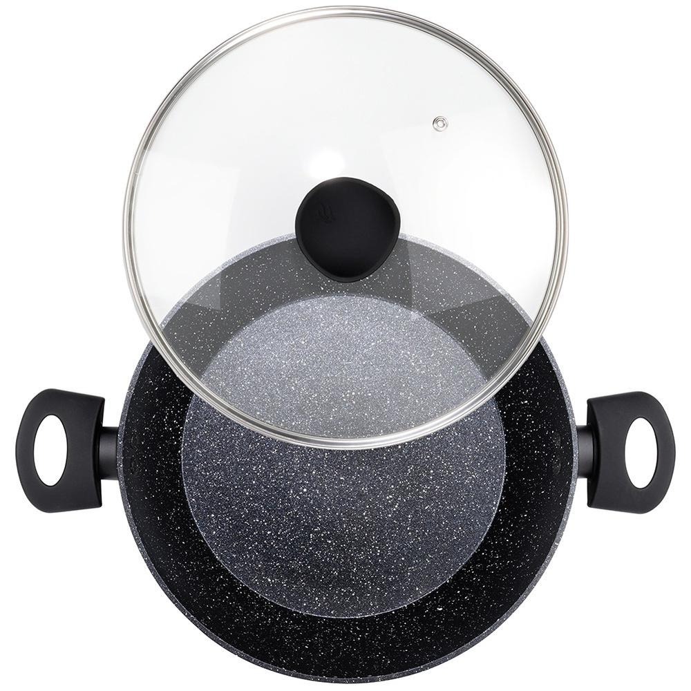 Granite Frying Pan Deep with Lid Large 28 Cm