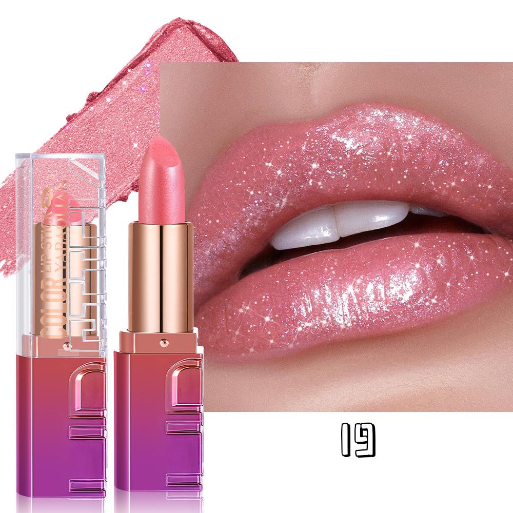 Shimmery Pearl Glossy Lipstick Gold Sparkles Ultra Pigmented Metallic Lip Tint Diamond Glam Luxury Bold Glitter Lip Makeup