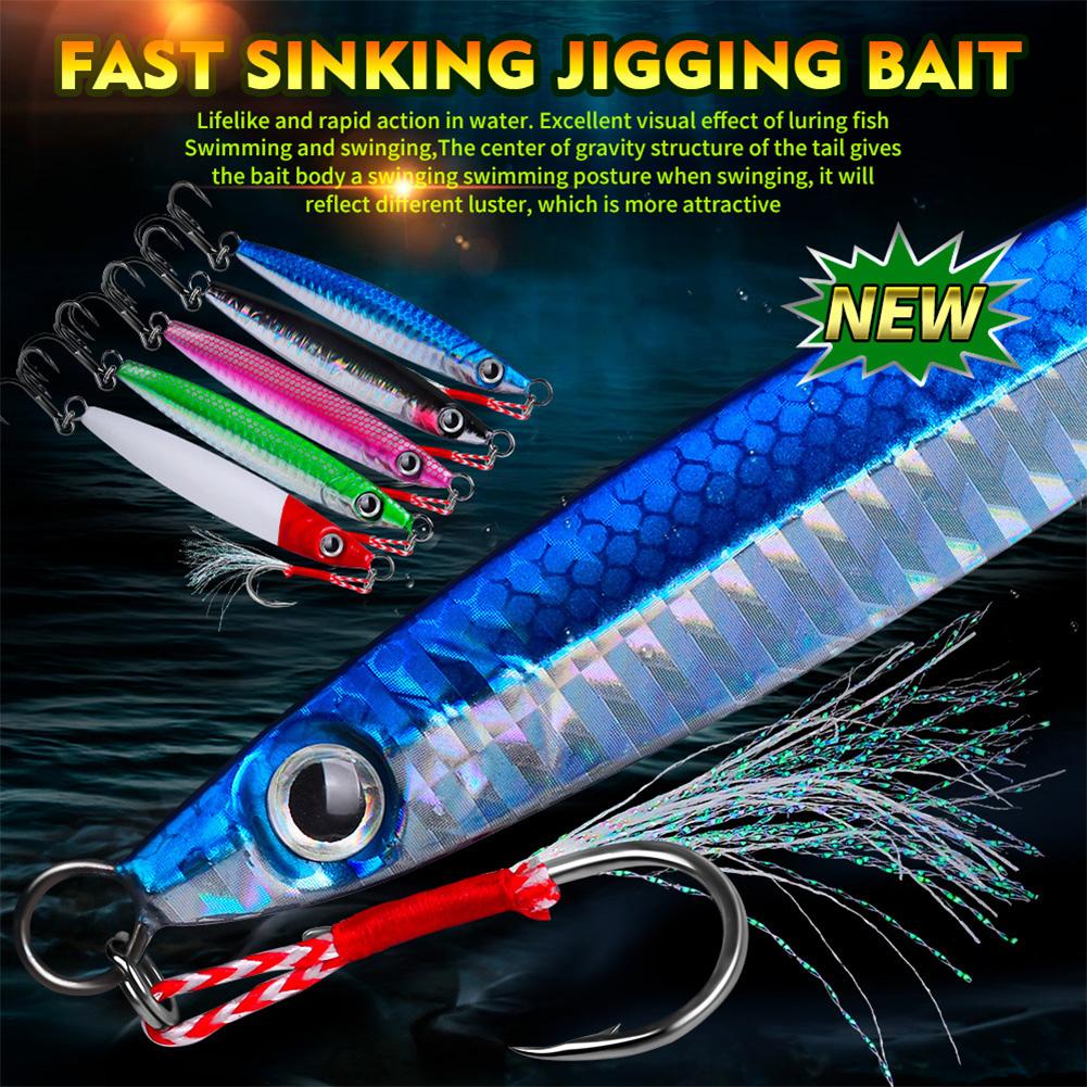 Metal Jig Fishing Lure Fast Sinking Artificial Bait Trout Jigging Lure Saltwater Lures for Sea Fishing and Boat Fishing
