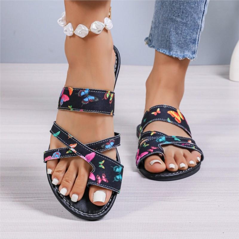 Mode 2024 EVA Ethno-Stil Bedruckte Hausschuhe Damen Bottom Schuhe Sommer Damen Anti-Rutsch Hausschuhe Flache Flip-Flops zapatos para mujeres