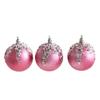 3Pcs Pink Christmas Balls Ornaments 8cm Glitter Pearl Baubles for Christmas Tree Elegant Decoration Apartment New Year Winter