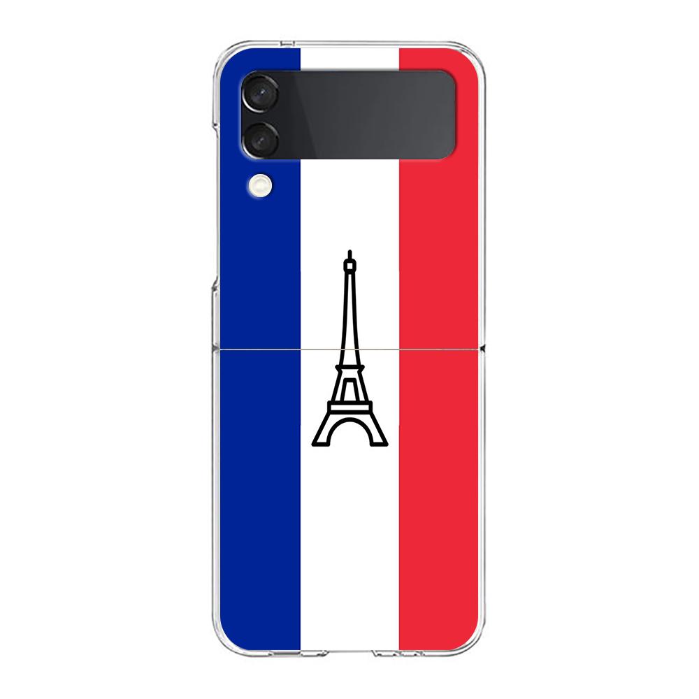 France Flag Soccer Paris Phone Case For Samsung Galaxy Z Flip 3 4 5 Hard Folding PC Shell For Samsung Z Flip3 Clear Back Cover